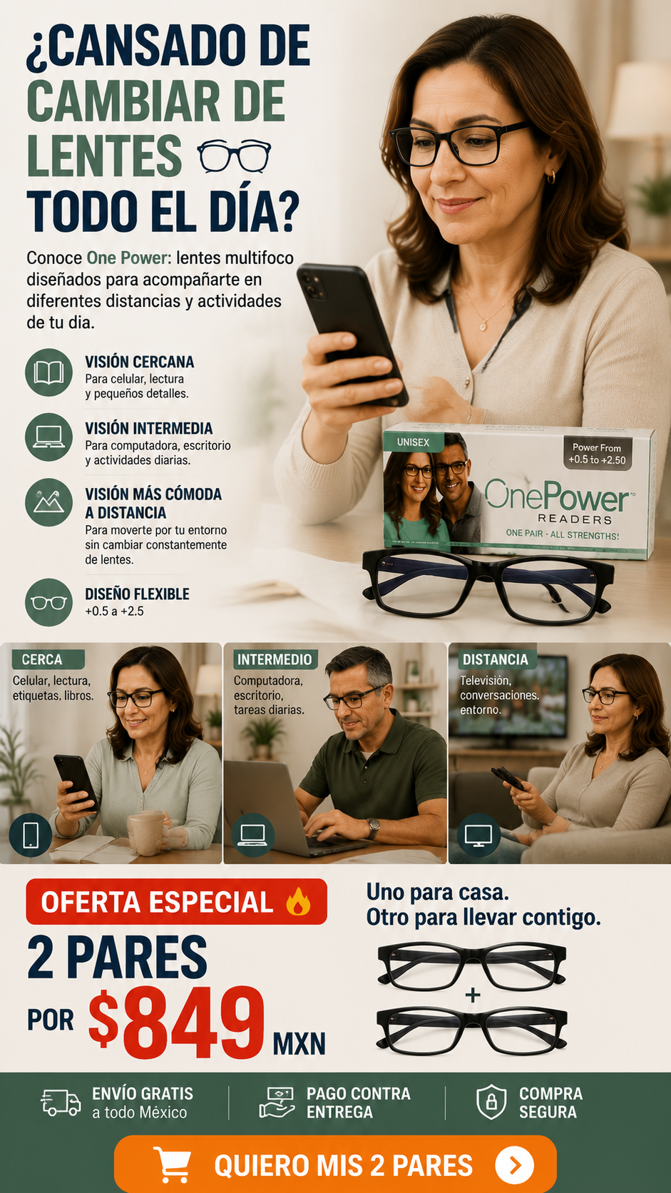 2X1 LENTES ONE POWER CON ENFOQUE AUTOMÁTICO